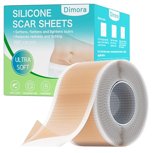 Dimora Hojas de silicona de grado médico para cicatrices, cinta de silicona ultra suave (rollo de 1.6 x 120 pulgadas), tratamiento impermeable para