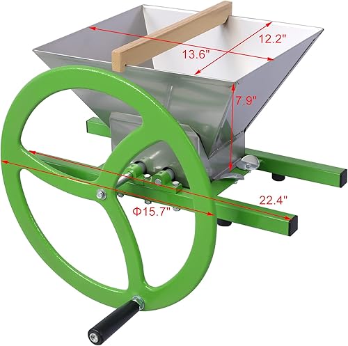 Miniatura 5 de Trituradora manual de frutas y manzanas de 7 litros1.85 galones, con rueda, de acero inoxidable, portátil, para prensado de vino y sidra (1.85