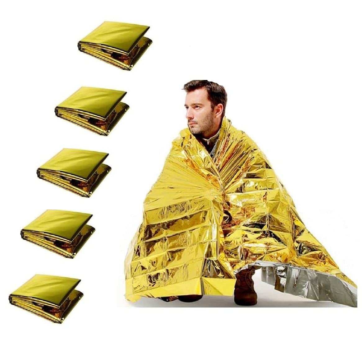 Amazon.co.jp: 5枚セット サバイバルシート アルミ保温シート 防災