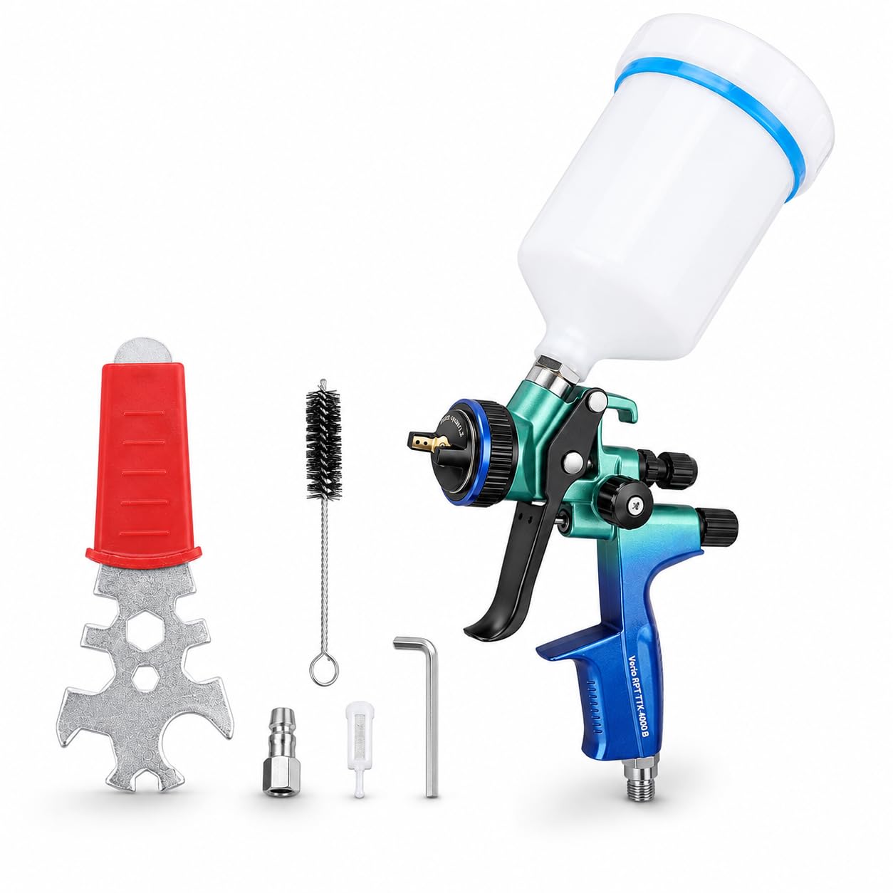 HVLP Pistolet à Peinture Pneumatique, 1,3mm Pistolet Peinture Carrosserie | 600ml Pistolet Peinture Air Comprimé PulvéRisateurs De Peinture, Avec Largeur De PulvéRisation 17-21cm Pour Murs, Automobile