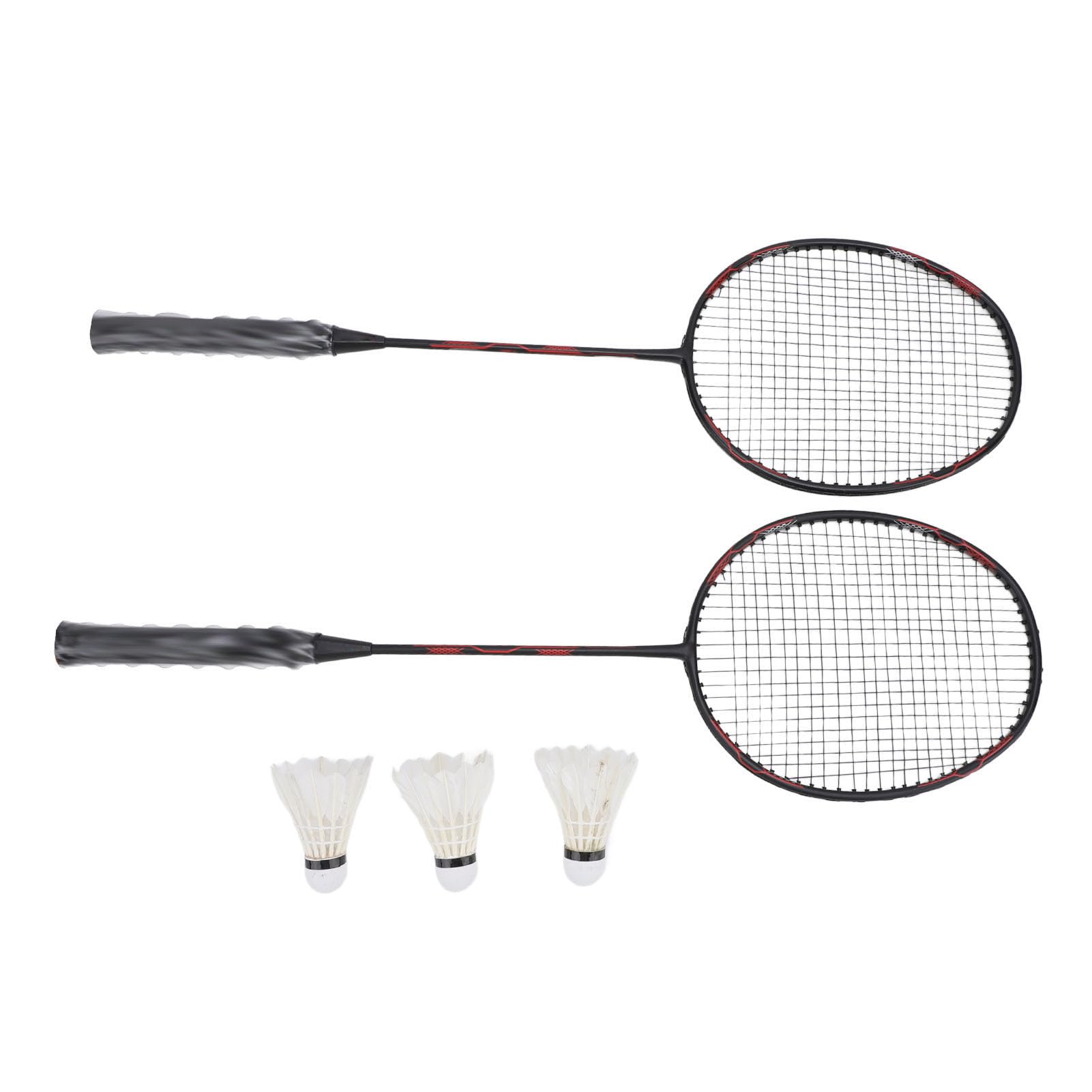 Set di Racchette da Badminton Leggero in Alluminio Al Carbonio per Allenamento Uomo Donna 2 Racchette 3 Volani
