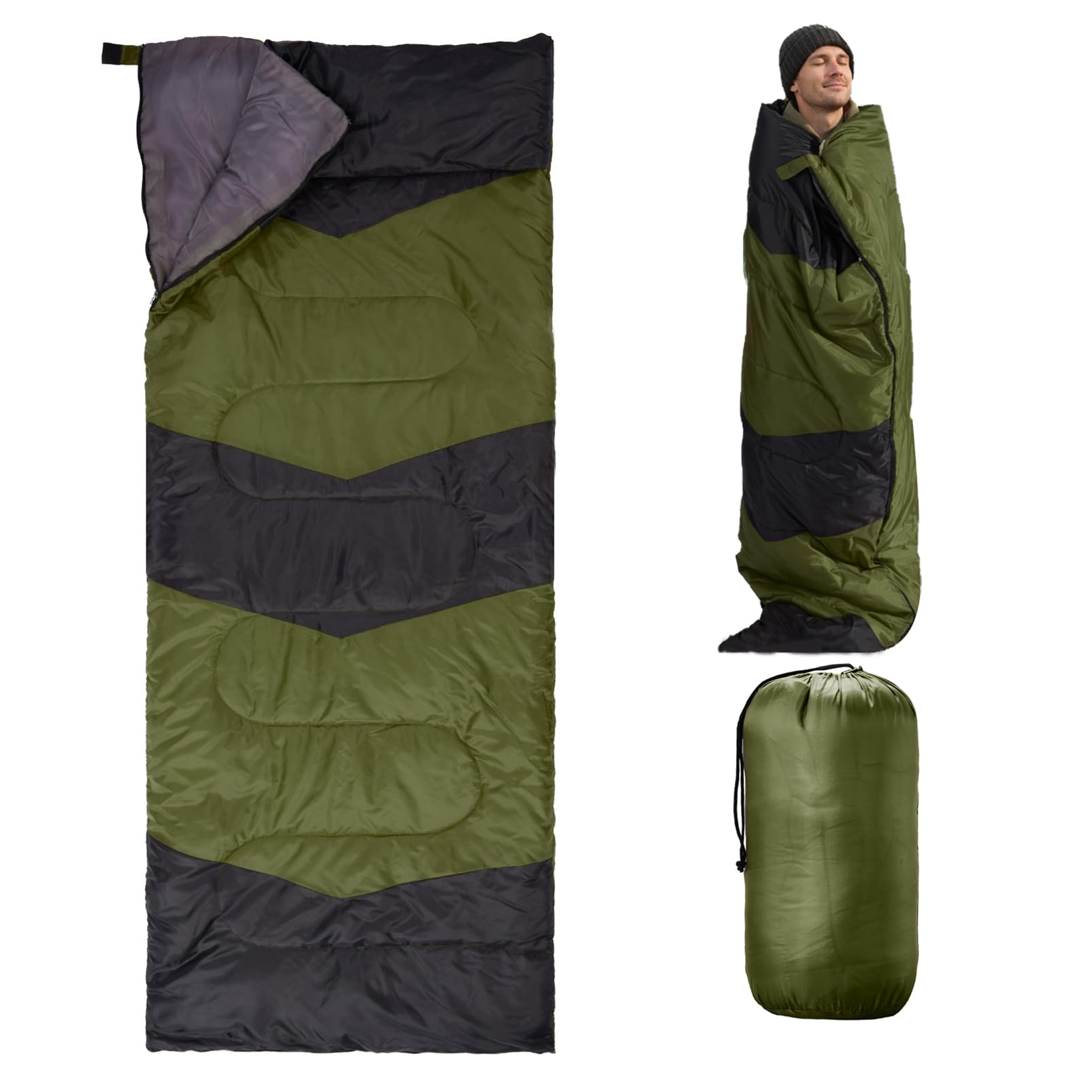 Camping Sleeping Bag for Adults 42-68 F Cold Weather Warm Sleeping Bag Winter for 3-4 Season Camping Compact