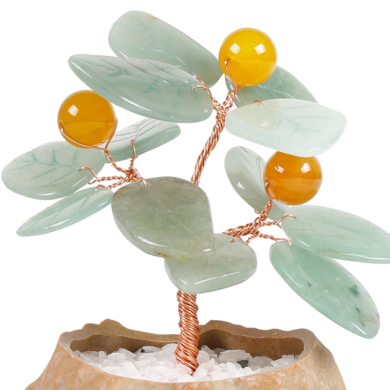 Künstlicher Bonsai Kleiner Steintopf-Geldbaum, Feng Shui, Kristall-Bonsai-Baum, Edelstein-Baumschmuck for Zuhause, Büro, Dekoration, Reichtum, Heilung, Geschenk Kunstbonsai (Color : A)