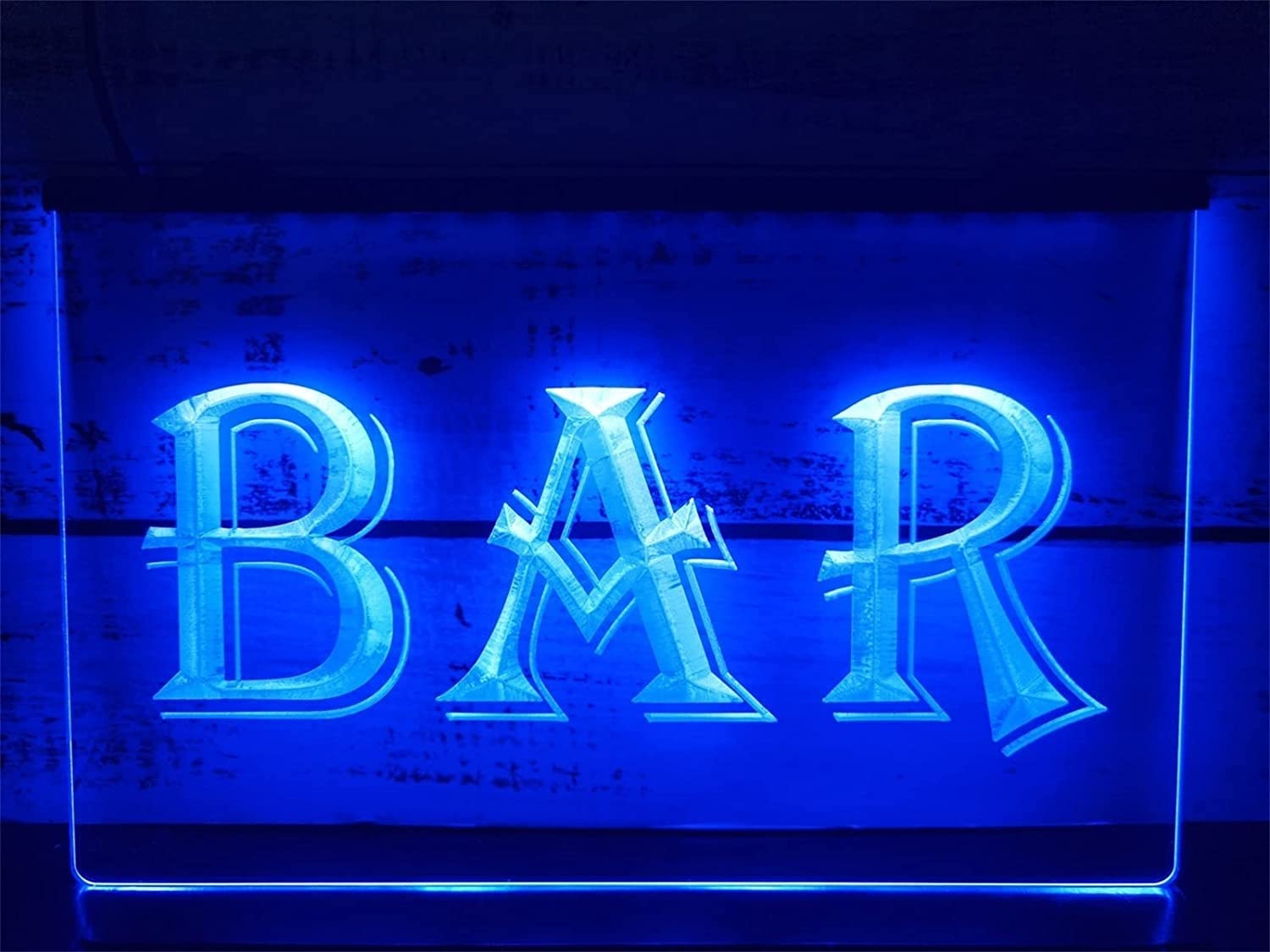 ZCX iluminación Muestra de neón de la barra LED, luces de neón iluminadas de la exhibición 3D de la atenuación del USB for la decoración de la pared Letrero de neón LED ( Color : Blu , Size : 40x30cm