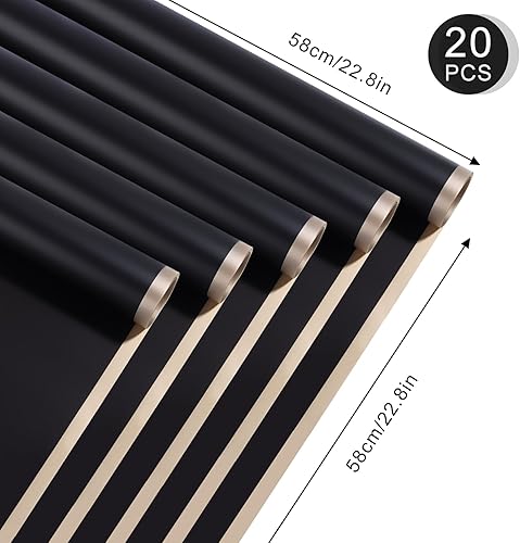 Miniatura 2 de 20 hojas de papel de regalo de flores con borde dorado, papel de regalo floral para manualidades, embalaje en caja de regalo, papel de regalo de