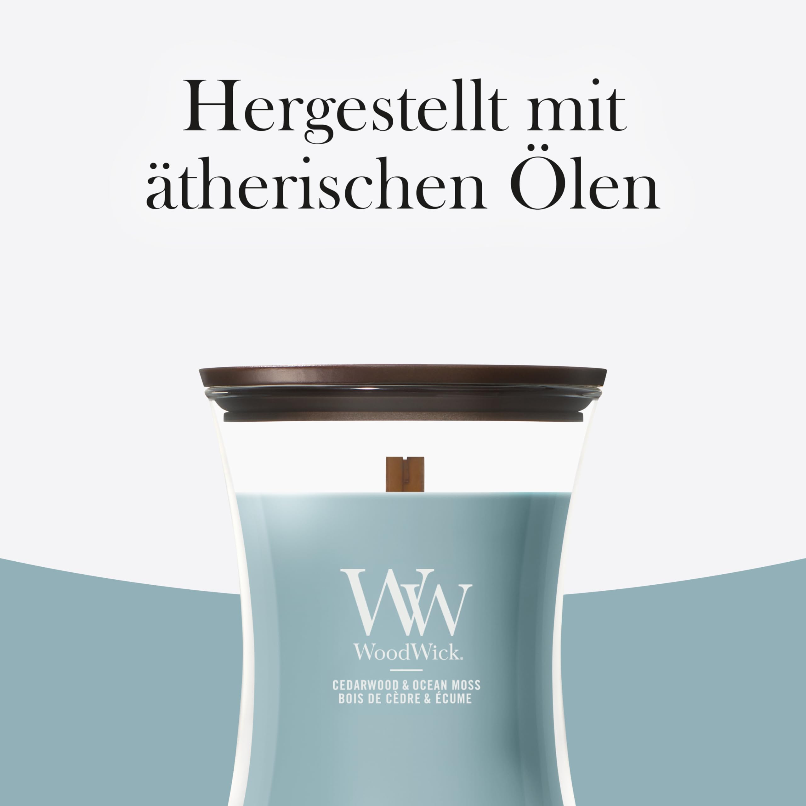 WoodWick Duftkerze | Mittlere Hourglass-Kerze | Cedarwood & Ocean Moss | Perfekte Geschenke für Frauen