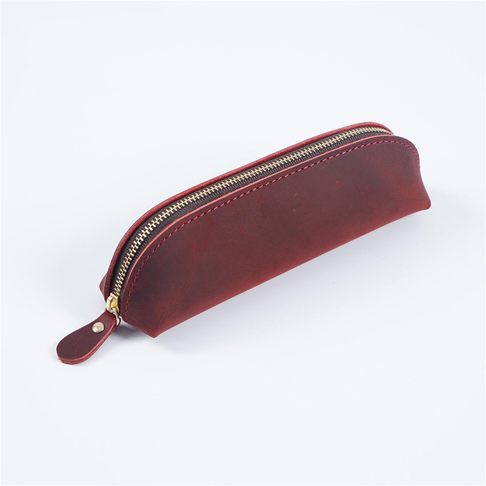 DUMRALBQE Wooden Jewelry Box Leather Pen Bag College Handmade Coin Purse Student for Storage and Organization(Wine red)