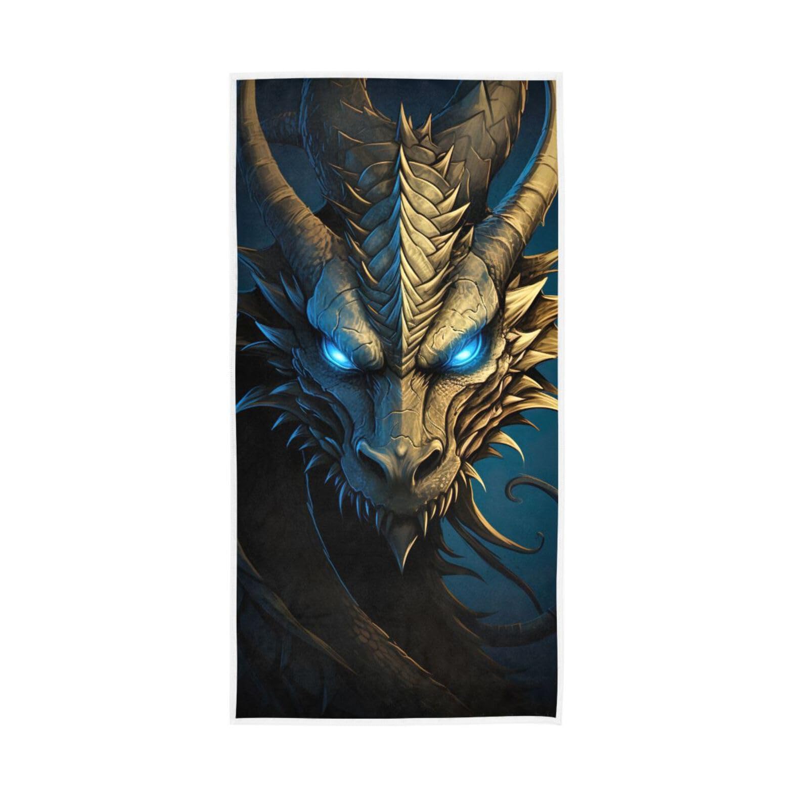 LSRCPD Blue Dragon Hand Towel, 15 x 30 Inches Absorbent Hand Towel Spa Facial Towels Printed Hand Towels