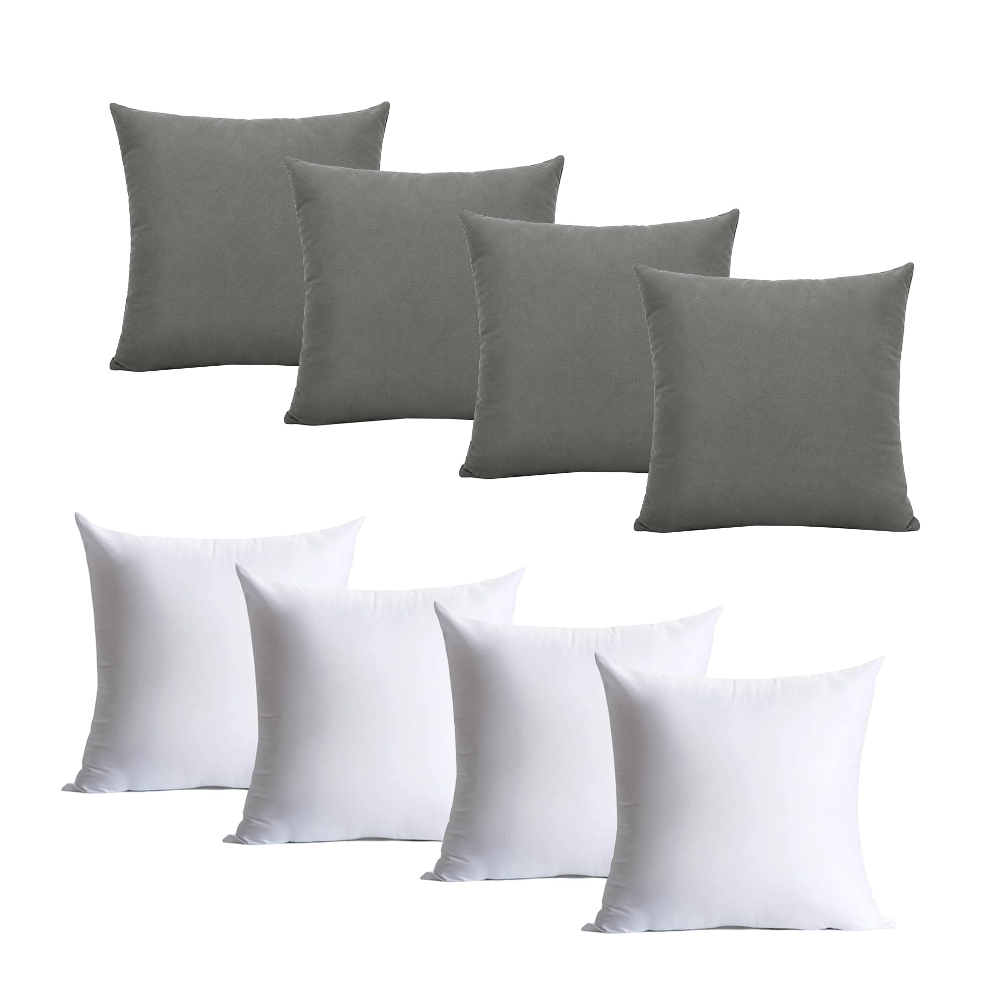 Hafaa Grey Cushions With Covers Included Pack Of 4, 40 X 40 Cm Soft Microfiber Cushions, Decorative Throw Pillows With Hidden Zip Closure For Sofa, Bed, Living Room & Home Décor