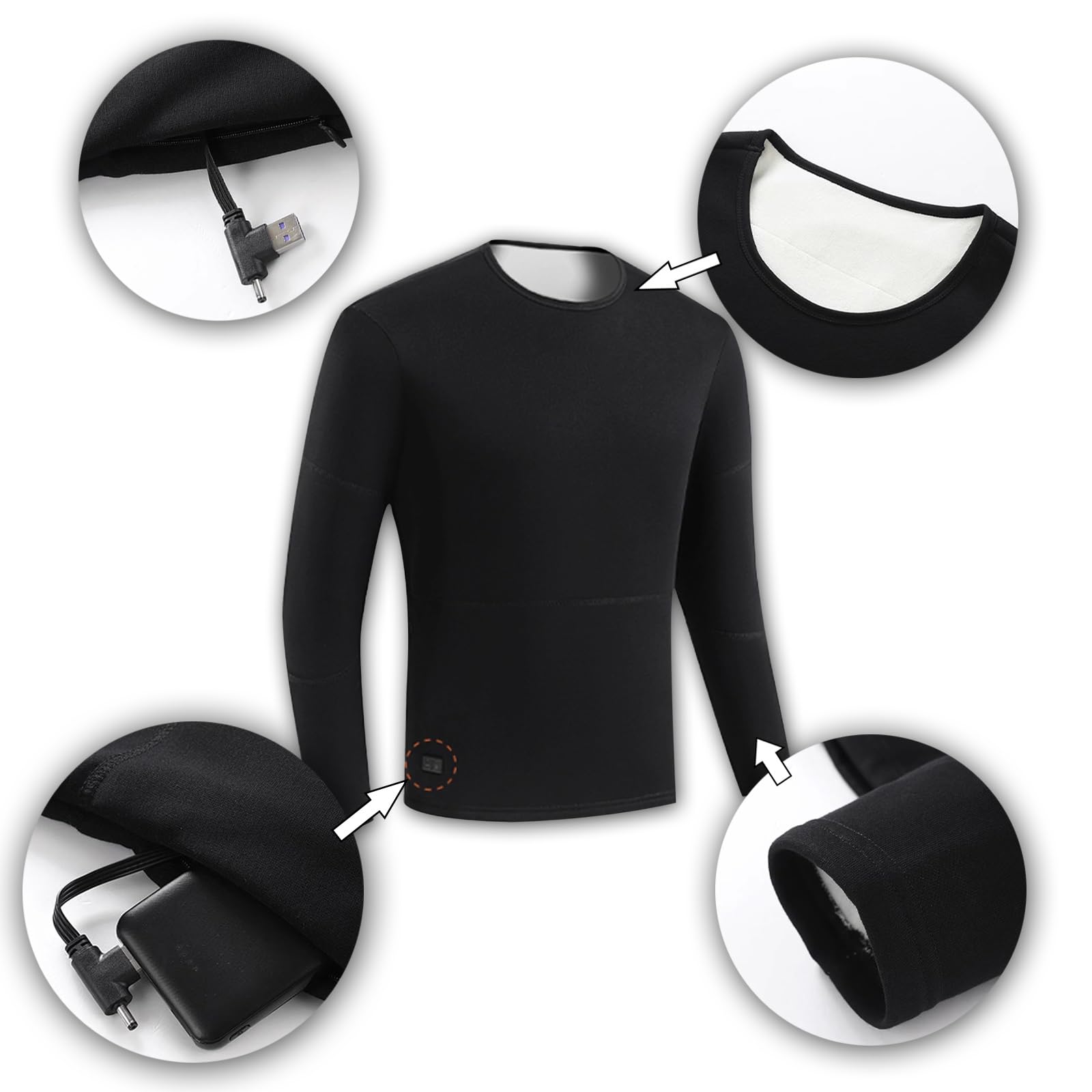Ropa Interior con Calefacción De 20 Zonas,Traje Térmico para Hombre Y Mujer Forro De Algodón Ajuste De Temperatura De Tres Velocidades.