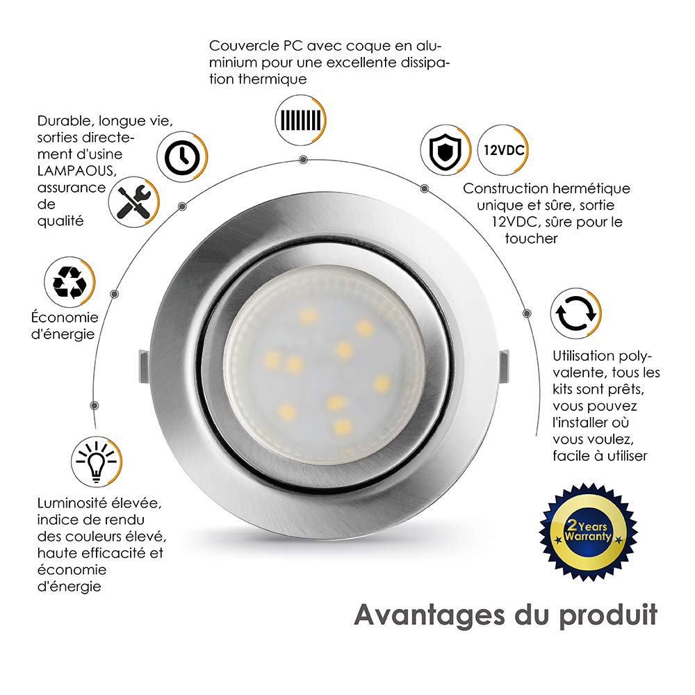 LAMPAOUS 2W Lampade LED Incassate, downlight Spot Luce da Incasso, Vetrina Luce Bianco Freddo 6000K Lampade Armadio (6000K 6PCS)