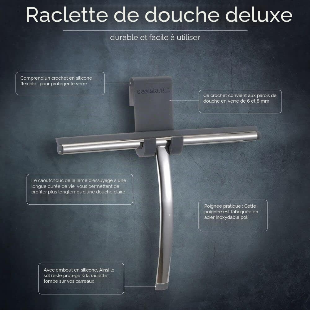 Sealskin Deluxe Raclette Lave- Vitres avec Crochet Inclus Acier Inoxydable Poli, Argent