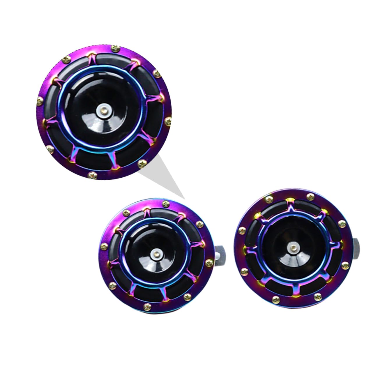 Amosfun 1 Paar Super Lautes Auto Horn Bunte Druckluft Hupe für Motorrad Wasserdichtes Lufthorn für Fahrzeugmodifikationen Einfache Installation