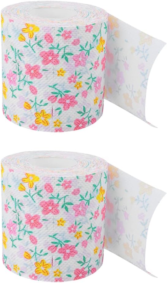 Jojofuny Floral Party Toilet Tissue, 2 Rolls - Novelty Flower Fake Money Toilet Paper for Home, Office, Restaurant, Hotel, Travel