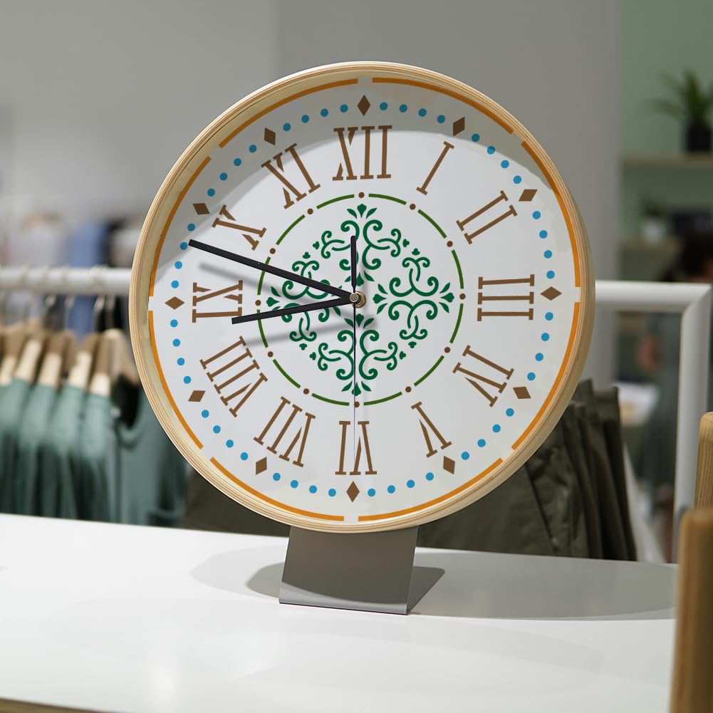 FINGERINSPIRE Modello per Stencil per Orologio 30x30 cm Modello per Stencil Quadrato Decorato con Orologio Modello per Stencil Riutilizzabile Fai da Te per la Decorazione Domestica (Bianco
