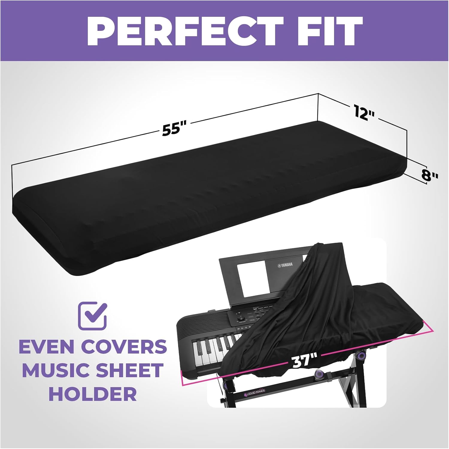 Liquid Stands Piano Keyboard Stand and Bench Set, Piano Cover - Portable Heavy Duty Digital Piano Stand for 54-88 Key Electric Pianos, Adjustable Piano Bench Chair, Stool Keyboard Music Stand and Seat