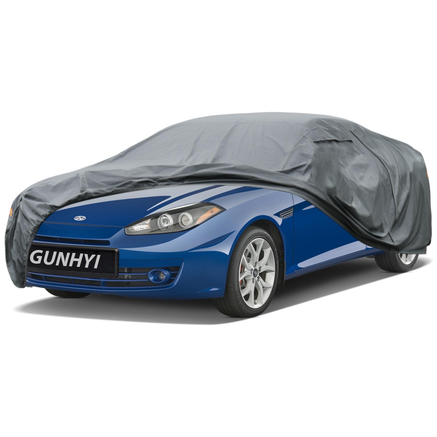 GUNHYI Premium Car Cover Custom Fit Hyundai Tiburon, 16 Layers Heavy Duty Car Cover Waterproof All Weather with Zipper Door for Sun Rain Snow Dust Uv Protection