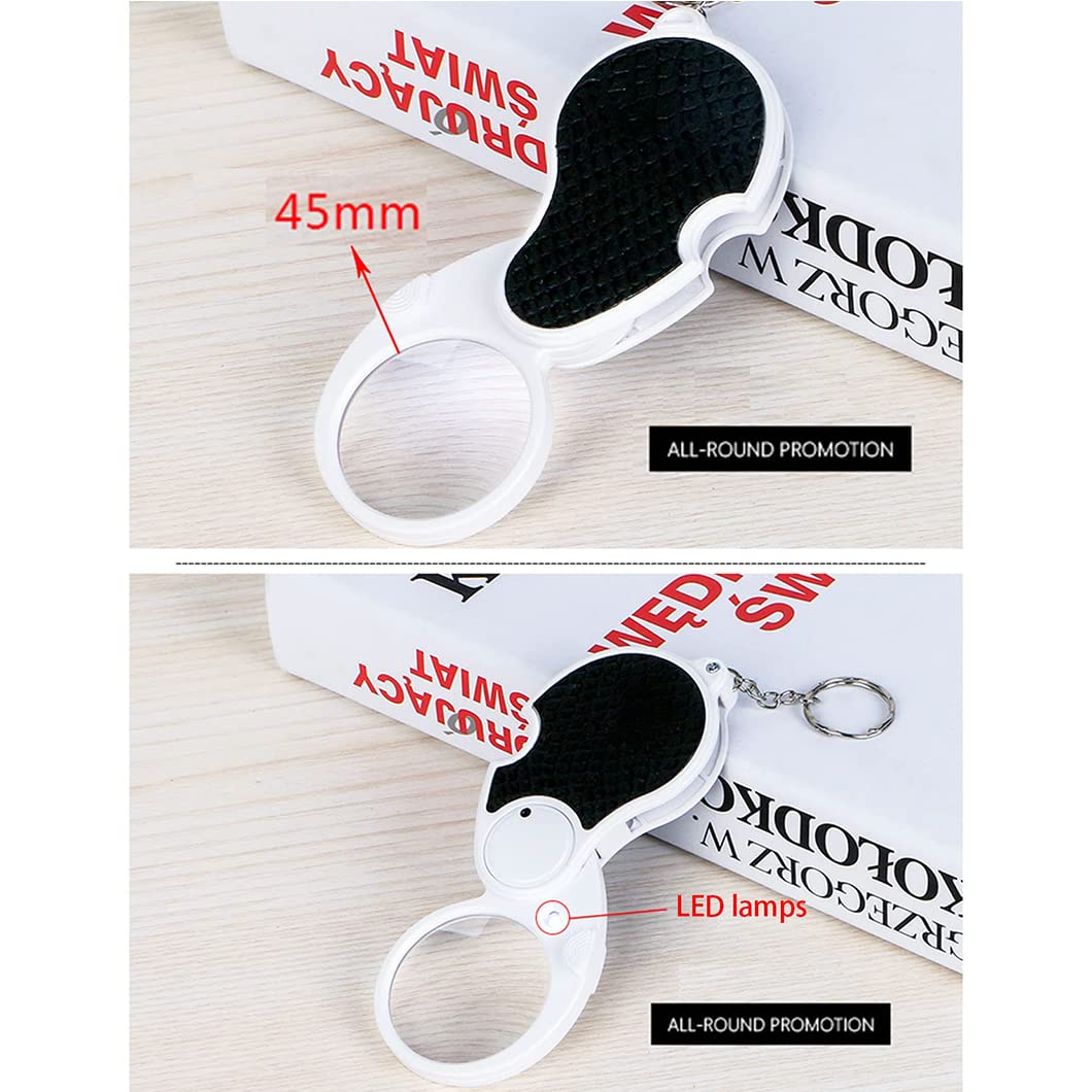 CanEve 2 PCS 40X Mini Lupa LED Lupa de Bolsillo Plegable con luz Lupa con protección giratoria for Lectura Joyeros Inspección Joyas Monedas Hobby TB Lupa (Color : B)