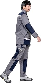 Industrial Boiler Suit | 2-Piece Workwear Coverall for Men | 220 GSM Cotton | Multiple Pockets | Safety Uniform for Factory, Workshop, Welding – Grey with Neon Strips