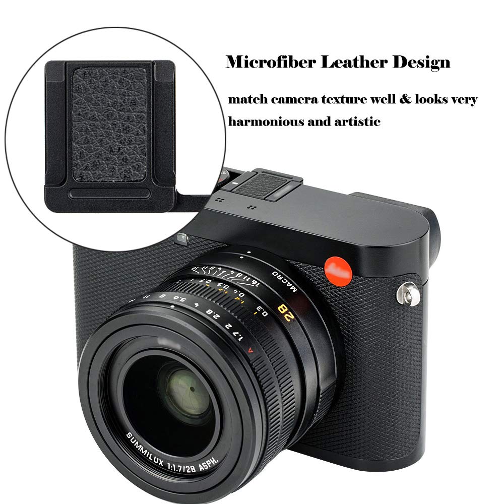 JJC Uchwyt kciuka w górę gorącej stopki do aparatu Leica Q2 DSLR, uchwyty kciuki w górę, lepsza równowaga i wygoda chwytu - srebrny