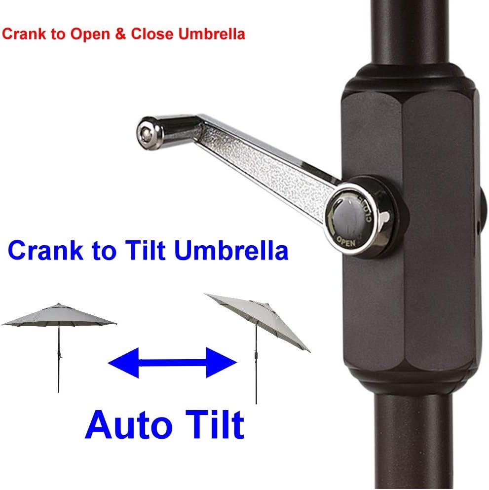 9 Feet Outdoor Patio Umbrella with Crank and Tilt, Excellent Sun Protection Umbrella Canopy, UPF 50+
