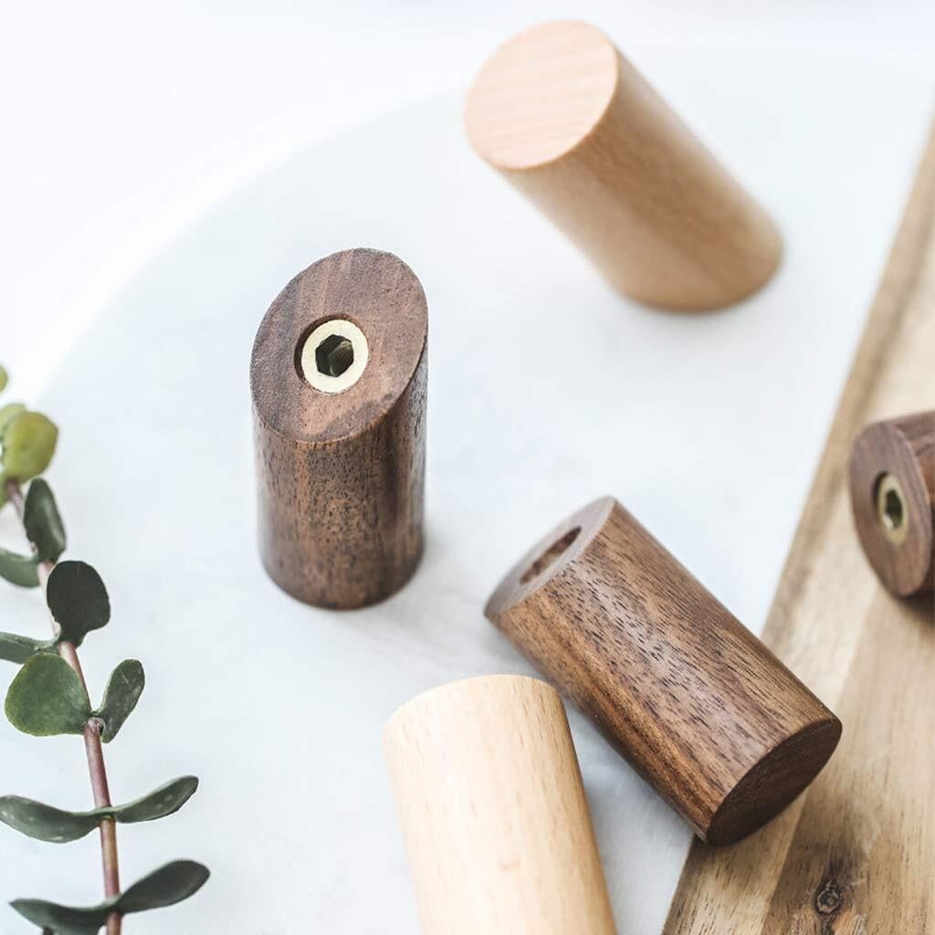Kleiderhaken aus Holz zur Wandmontage, Vintage-Gestell for Kleidung, Hüte, Handtaschen, Schlüssel, nization Set mit 6 kleinen Kleiderbügeln(M)