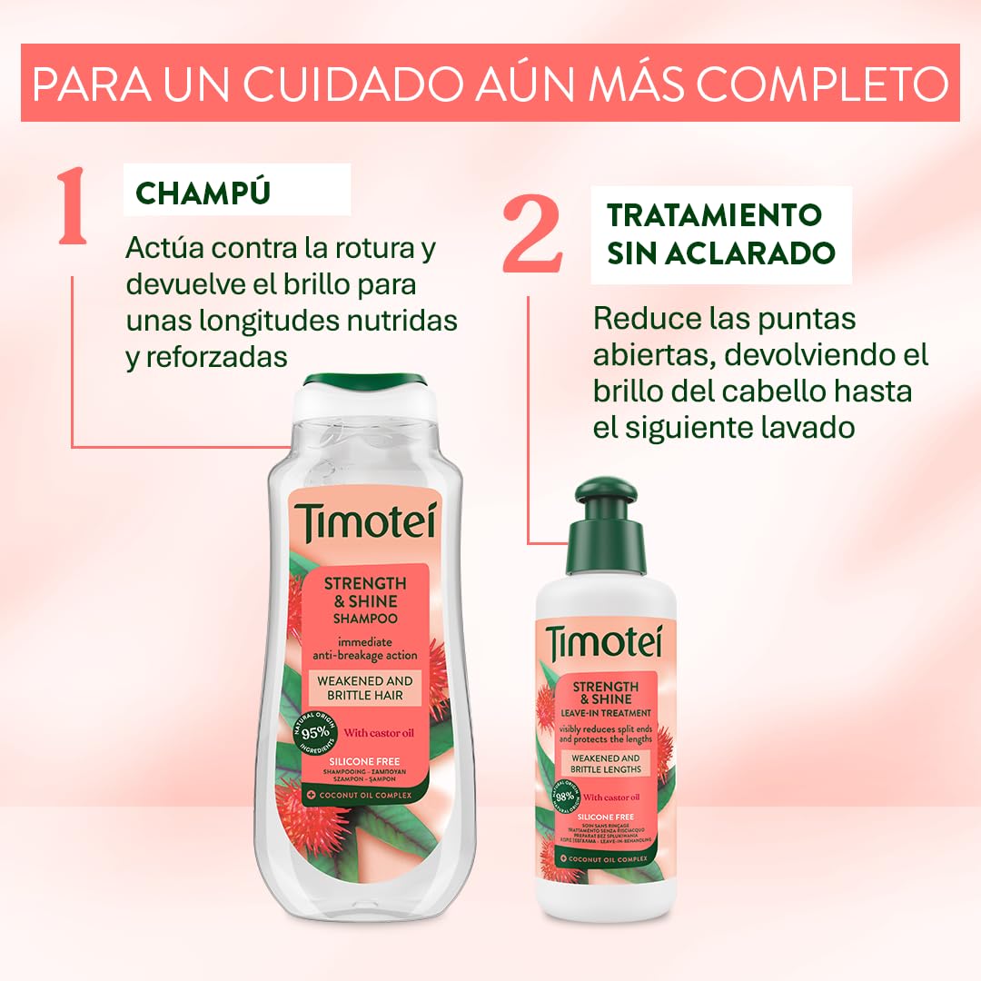 Timotei Champú Fuerza y Brillo 600ml| Acción Antirrotura Inmediata | Fortalece y Nutre | Con Aceite de Coco — view 6