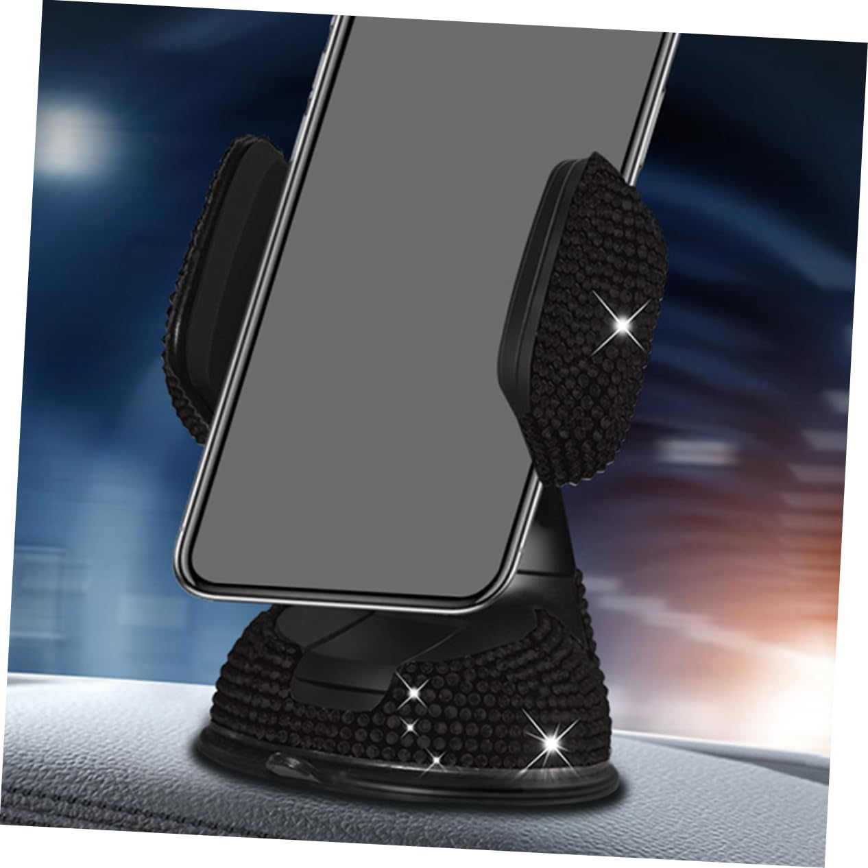 Supporto Auto Smartphone per Bocchetta Aria e Cruscotto 2 Pezzi Nero | Abs Protezione Antiscivolo, Installazione Semplice, Struttura Decorativa Strass