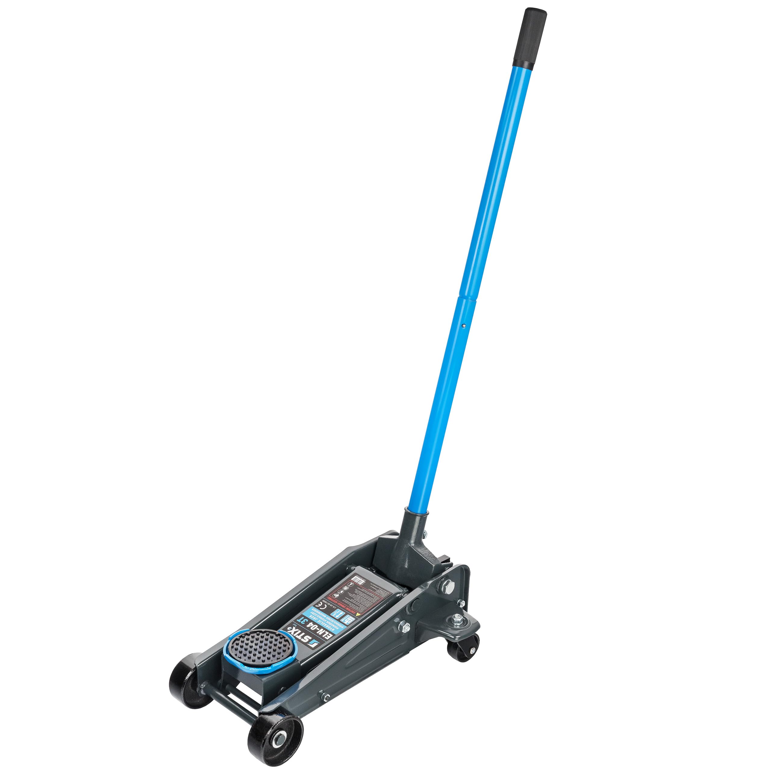 STIX Cric hydraulique 3T ELN-04 Hauteur de Levage 140 à 460 mm Construction en Acier Double Levier de 94 cm Revêtement en Caoutchouc pour Voiture SUV