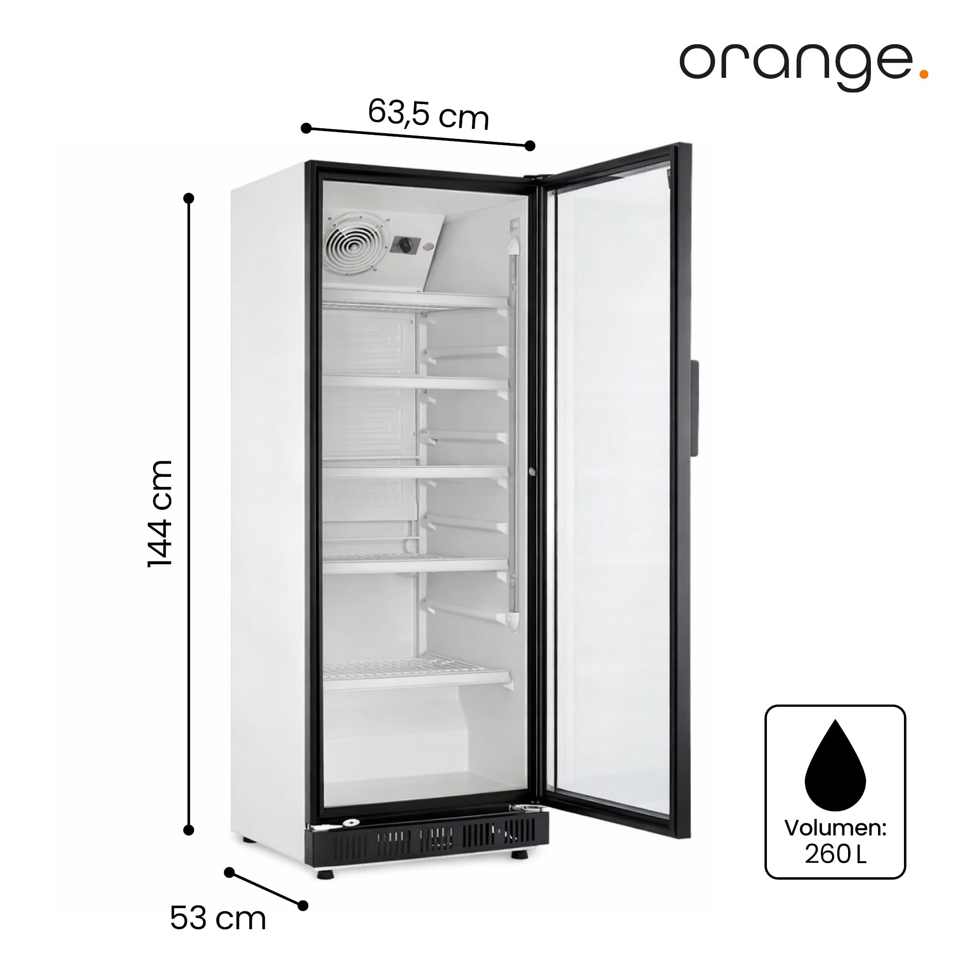 Profi-Getränkekühlschrank 230L Umluftkühlung Glastür Abschließbar LED-Beleuchtung 50cm Weiß-Schwarz