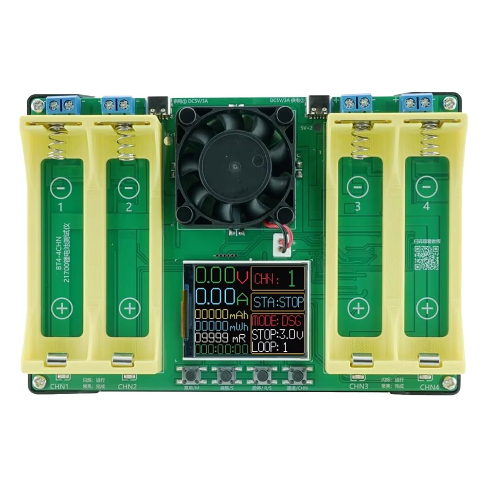 Jnchdghwa Black Internal Resistance 21700 Battery Capacity Tester 1.77 Inch Screen 4 Channel Charge Discharge Integrated Battery Tester