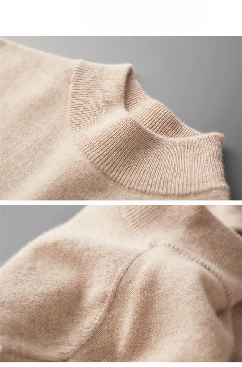 Dninmim Maglione da uomo a collo alto in lana lavorato a maglia a maniche lunghe casual pullover top caldo camicia di fondo