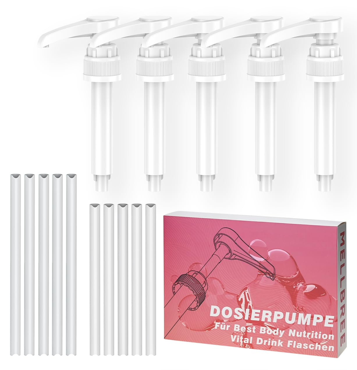 5x Dosierpumpen Für Best Body Nutrition Vital Drink - Inkl. Schläuche & Pumpspender