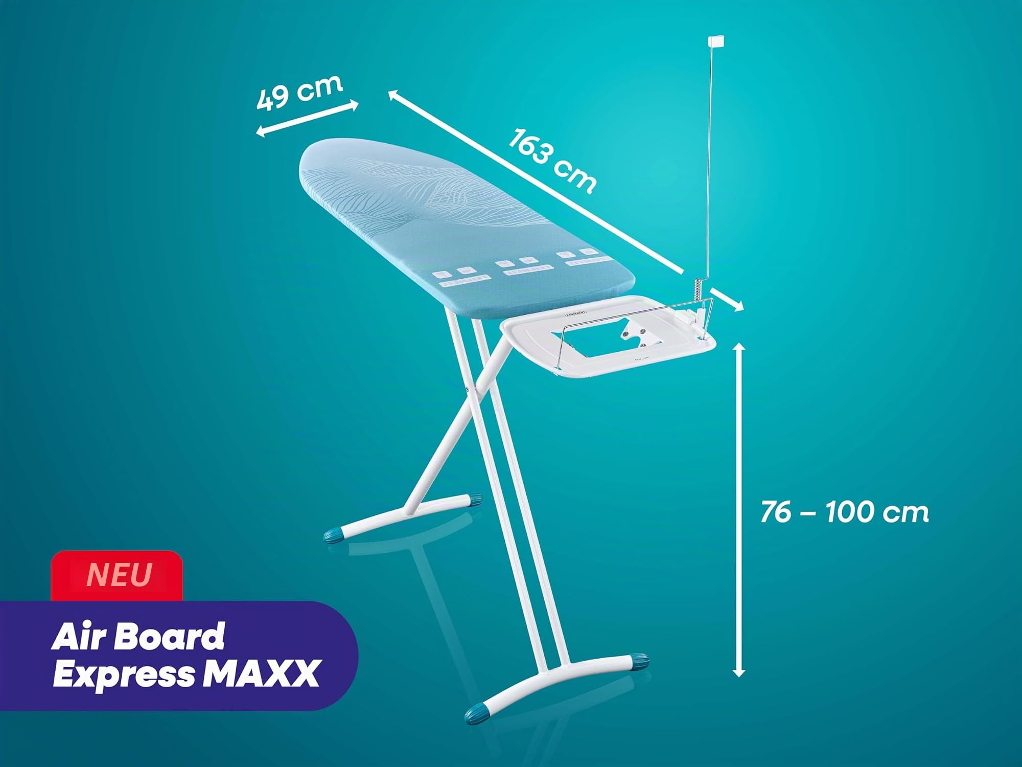 Leifheit Bügelbrett Air Board Express L MAXX, Fläche bis 130 x 45cm, leicht