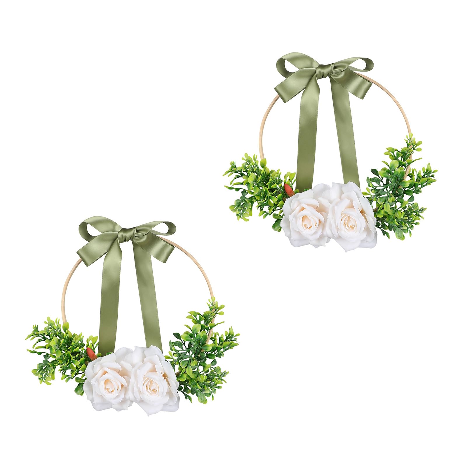 Romance Artificial Flower Hoop Wreath 2pcs for Wall Decoration Bridal Shower and Coffee Shop Wedding Ceremony Ornament Living Room Wall Decors