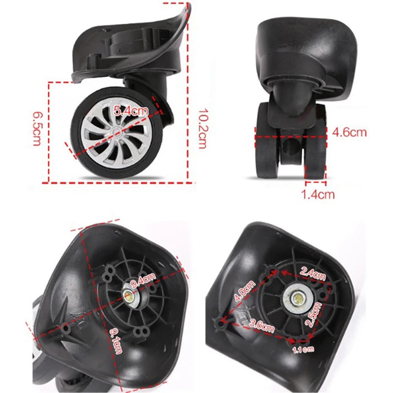 Ruote Trolley Ricambio, Ruote Per Trolley 2/4pc Trolley Ruota for Bagagli Viaggio Universale Valigia Parti Accessori Ruota di Ricambio Ruota for Bagagli in Gomma di Qualità(4pcs Luggage Wheel)