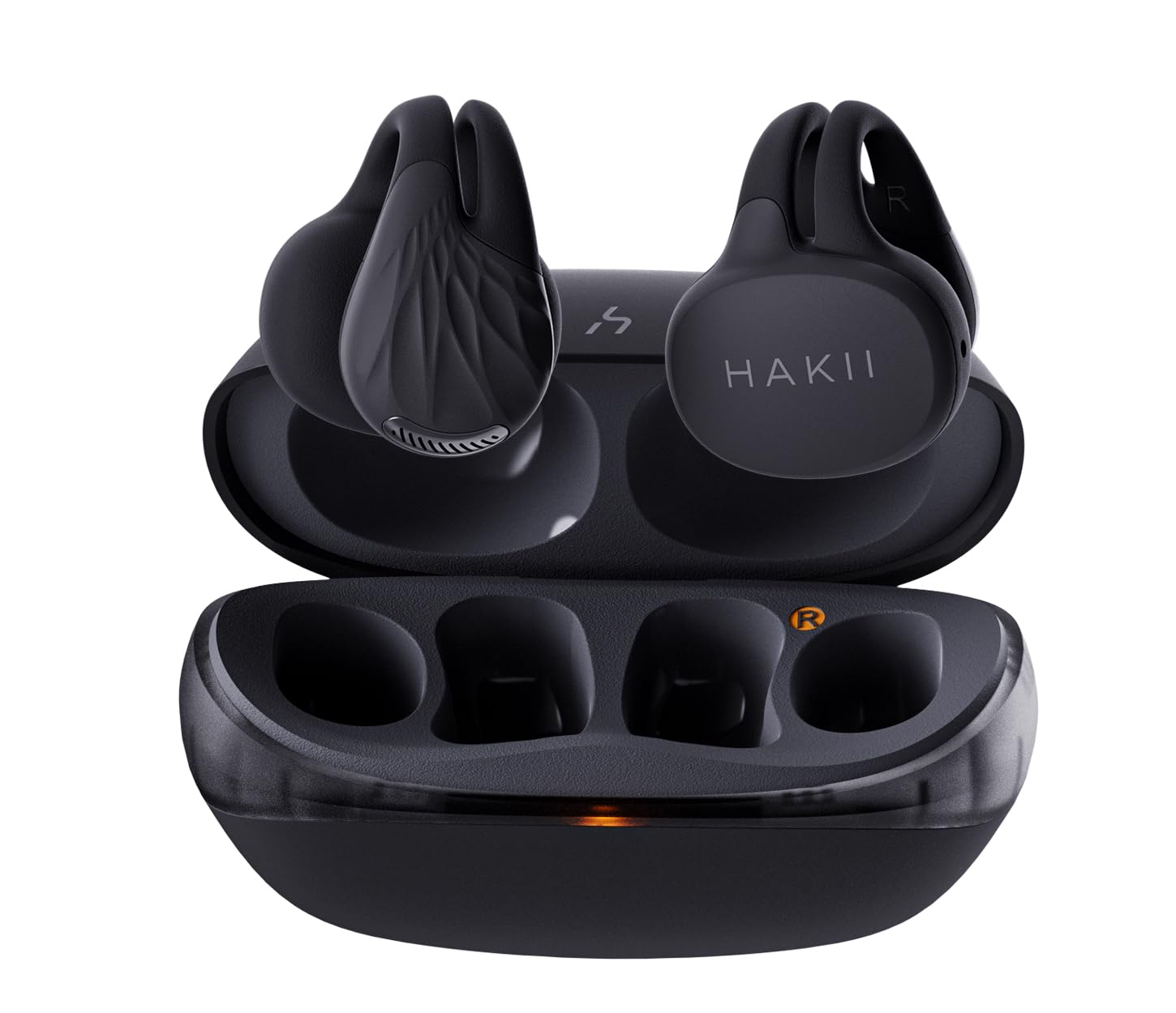 HAKII Auricolari senza fili, auricolari senza fili, Bluetooth 5.4, ergonomici, con clip, con suono stereo/ENC, cuffie aperte con controllo touch, cuffie impermeabili IPX5, per sport, fitness