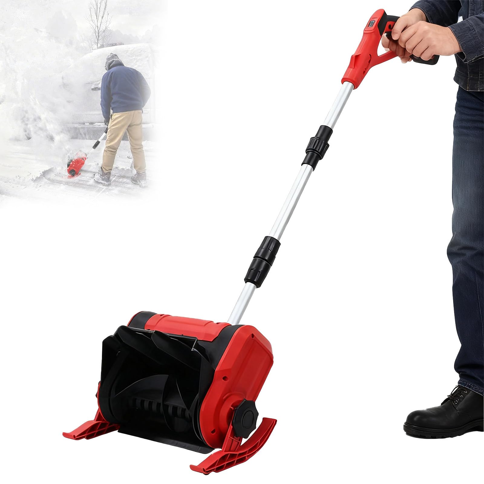 Fraise à Neige, Deneigeuse Electrique, Déneigement pour Allées, Batterie 20V 4Ah, Moteur Haute Puissance 1200W, Portée 16cm, Léger et Facile à Manipuler