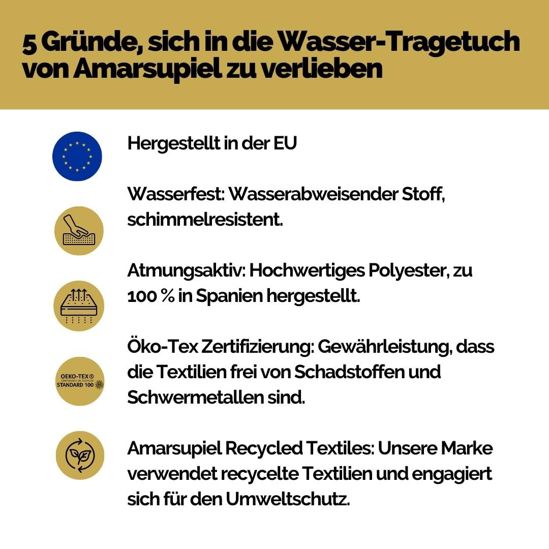 Amarsupiel | Baby-Wasserträger | Baby Wasser Schultergurt | Ultraschnell trocknende | Ergonomische Babytrage | OEKOTEX | Zertifikat Made in Spain |Grau