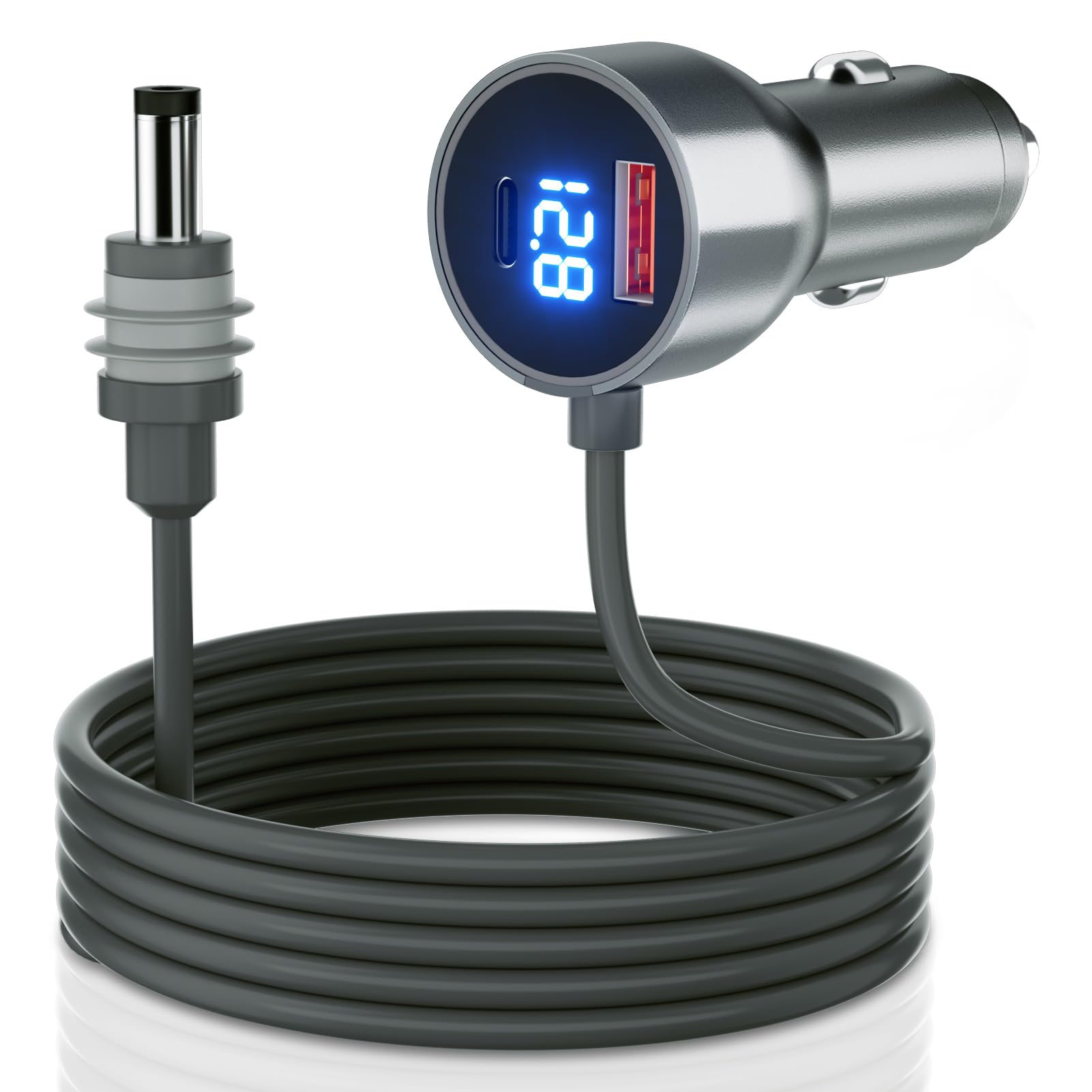Mwin Starlink Mini Câble - Accessoires Starlink Mini Chargeur de Voiture 3 en 1, Adaptateur Allume-Cigare 12V-24V avec Affichage Numérique, Ports USB C/USB A Charge Rapide 30W pour Voitures (3M)