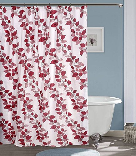 CASA Furnishing ® PVC Plastic Classic Shower Bathroom Curtain with 8 Hooks (Red, 4.5x7 Feet).