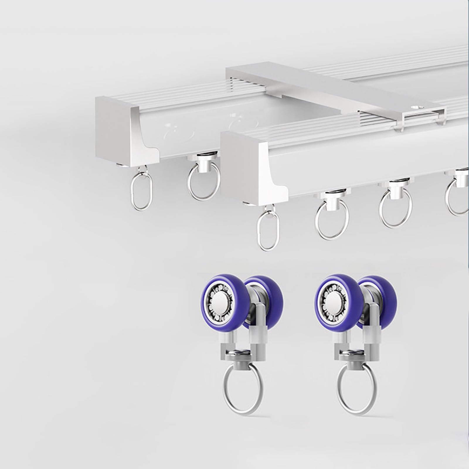 Double Curtain Track Heavy Conjoined Curtain Rails Ceiling Curtain Rail, For Window Room Divider, Aluminum Ceiling Curtain Track