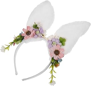 طوق شعر على شكل أذني أرنب للأزياء التنكرية، زينة شعر من القماش بلون وردي من فوميز