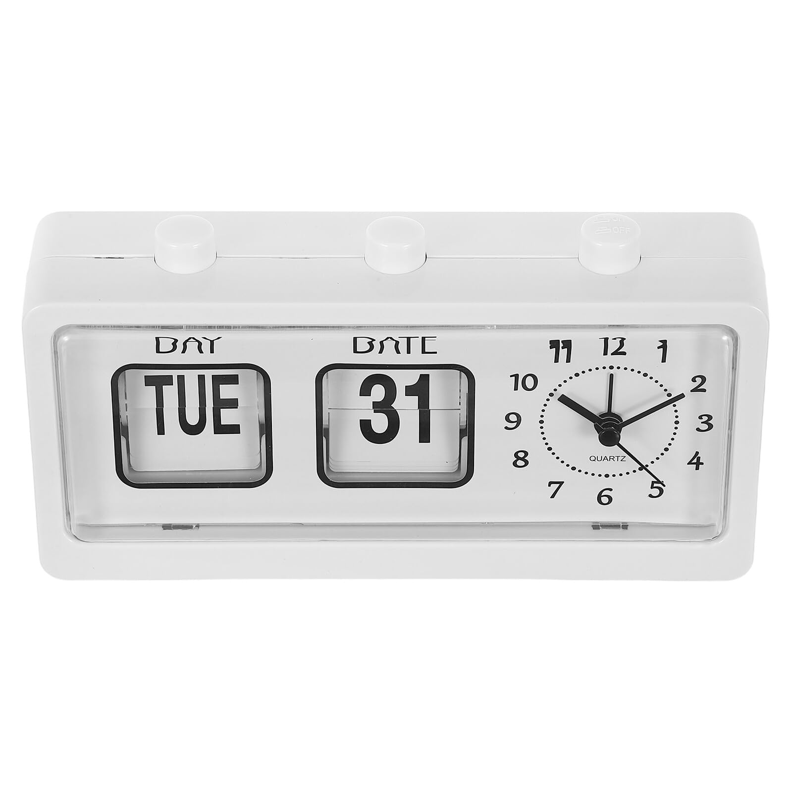 TOYANDONA Reloj Manual de Paso de Página para Escritorio con Calendario Despertador para Oficina y Sala de Estudio Infantil No Incluye Pilas