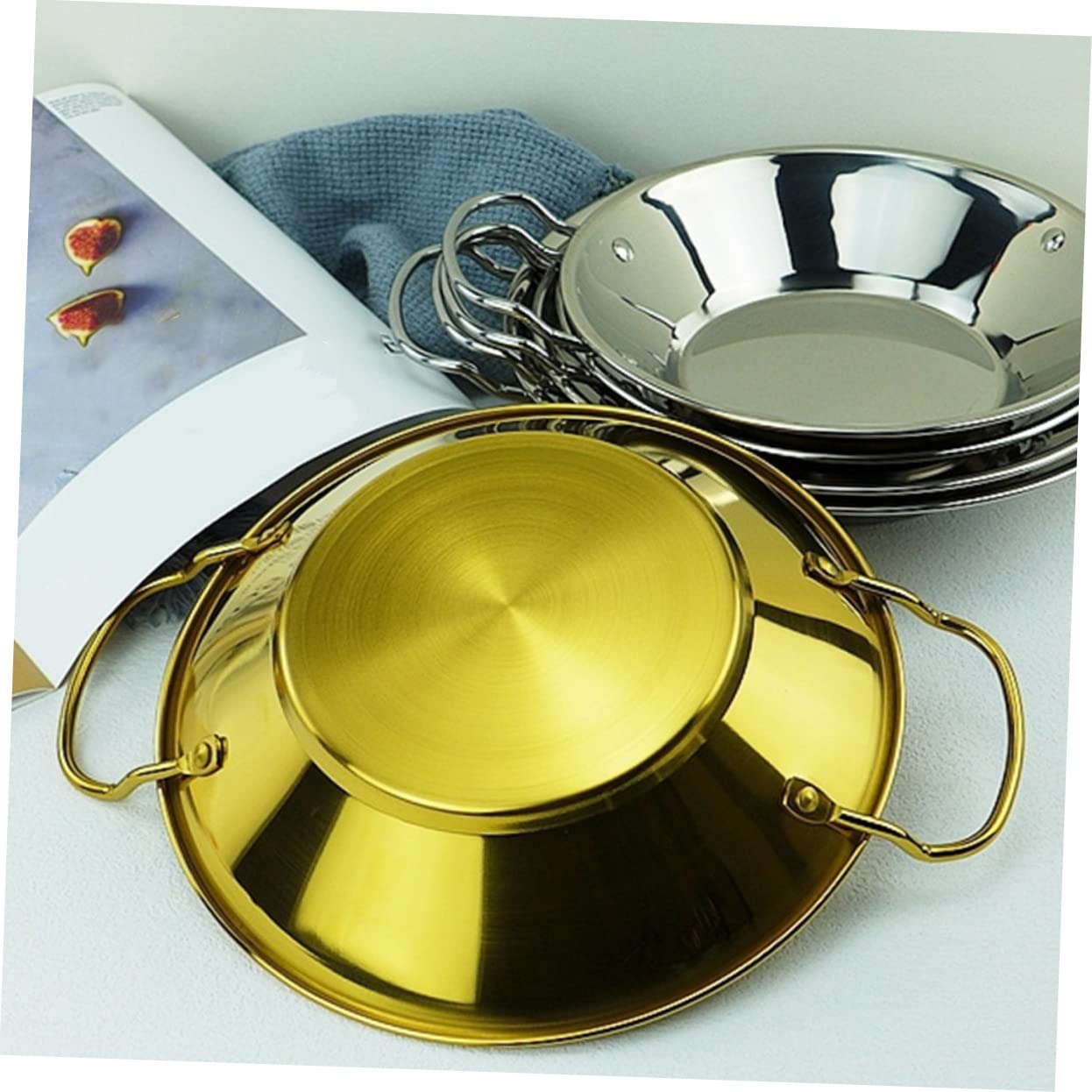 DECHOUS Stainless Steel Griddle Seafood Boil Pot Pot Lid Beef Offal Kitchen Cooking