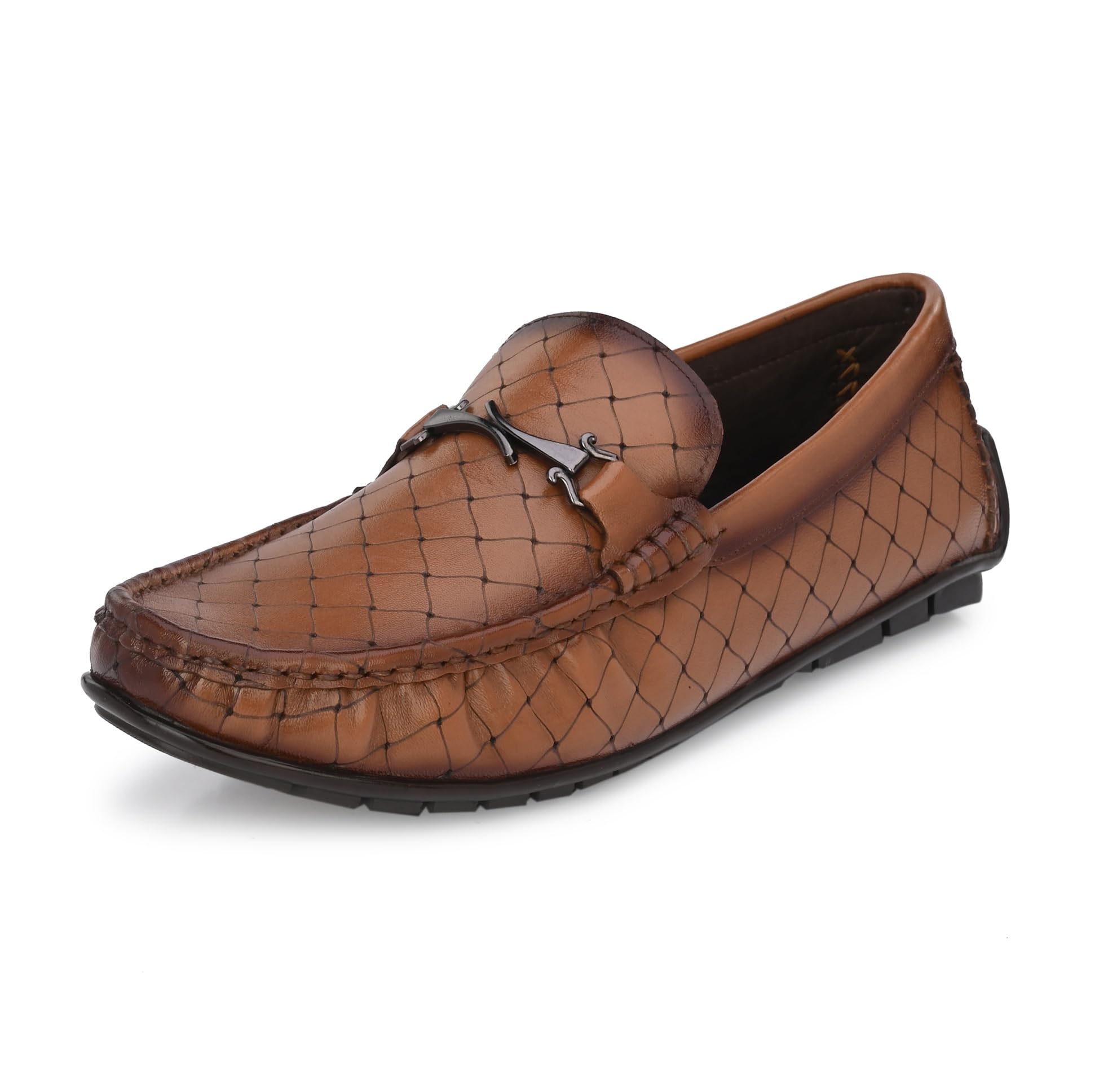 hitz Men's Tan Leather Slip-On Casual Loafer Shoes-picture-7