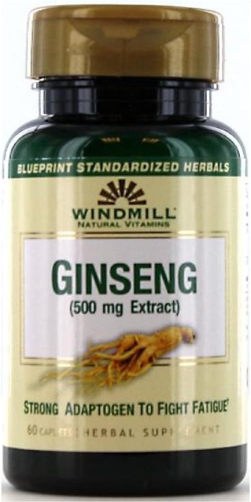 Windmill Ginseng 500 mg Extract Caplets 60 ea (Pack of 4)