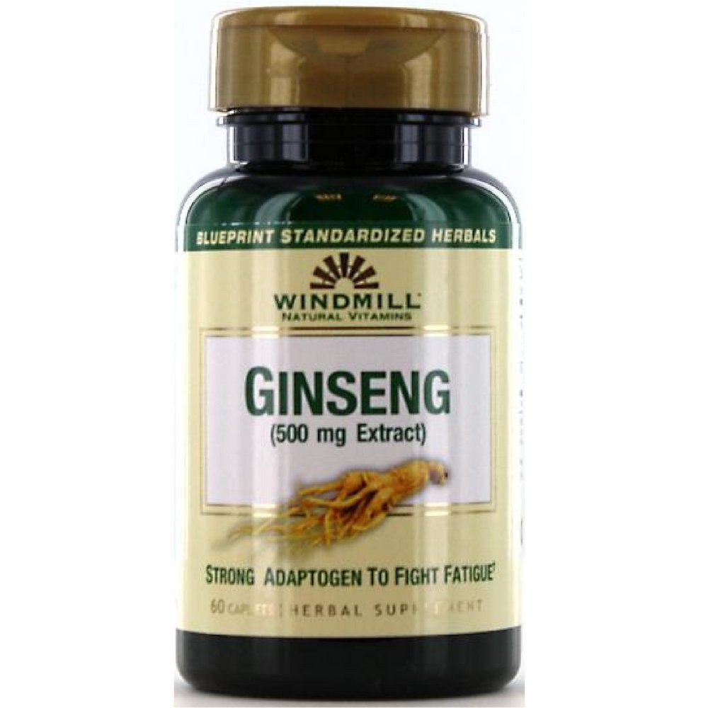 Windmill Ginseng 500 mg Extract Caplets 60 ea (Pack of 10)