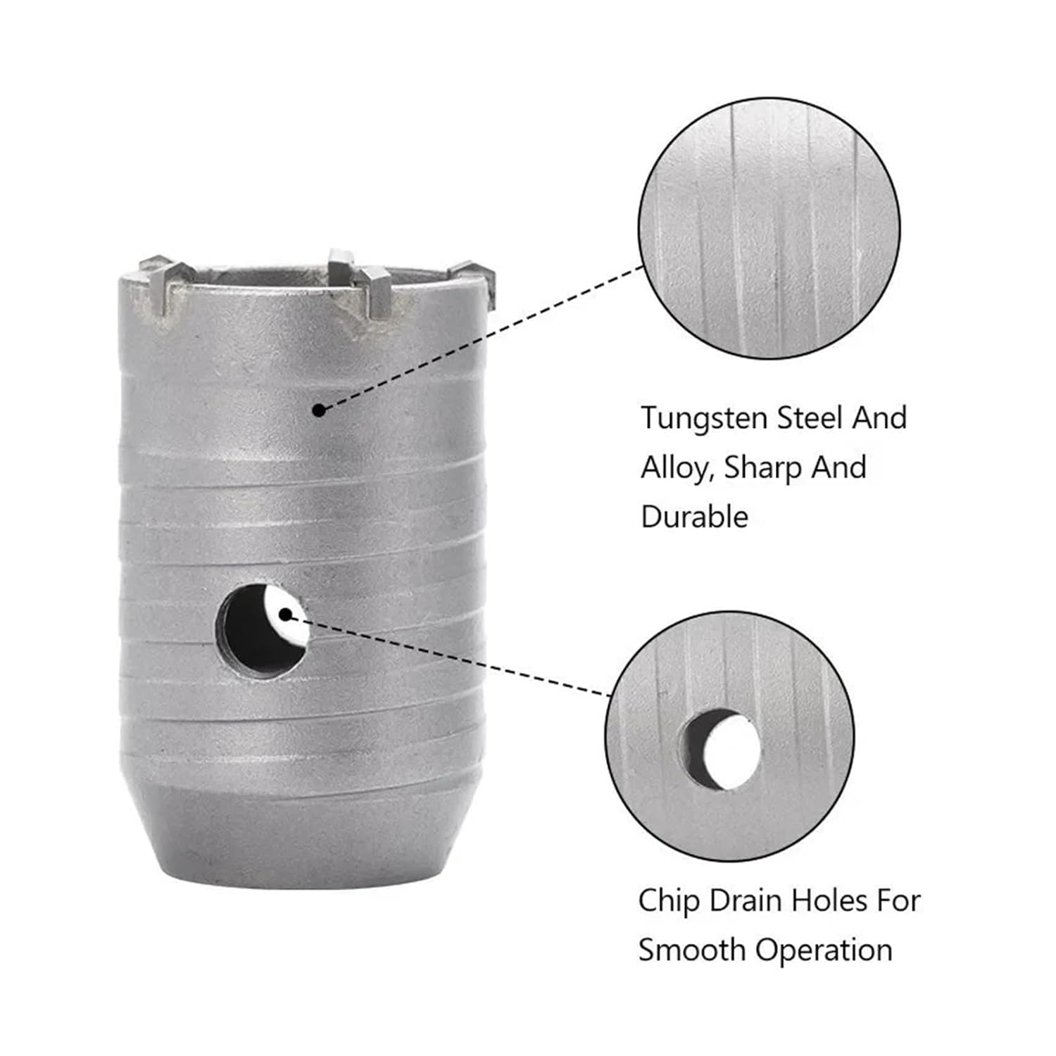 Tungsten Carbide Core Drill Bit Set with SDS Adapter 4 Sets Concrete Hole Saw Kit for Professional Construction Tools, Ideal for DIY Projects,Heavy Duty Use