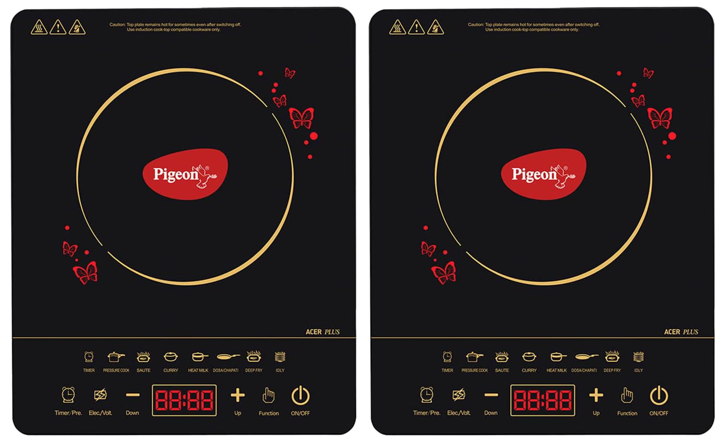 Pigeon By Stovekraft 14429 Acer Plus 1800 Watt Induction Cooktop with Feather Touch Control, Induction Stove comes with 8 Preset Menus and Auto-Shut Off features (Black) (Pack of 2)-image-20